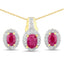 Ensemble de bijoux en rubis véritable de 1,94 carat et topaze blanche