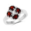Bague en argent sterling avec grenat véritable de 2,02 carats et topaze blanche