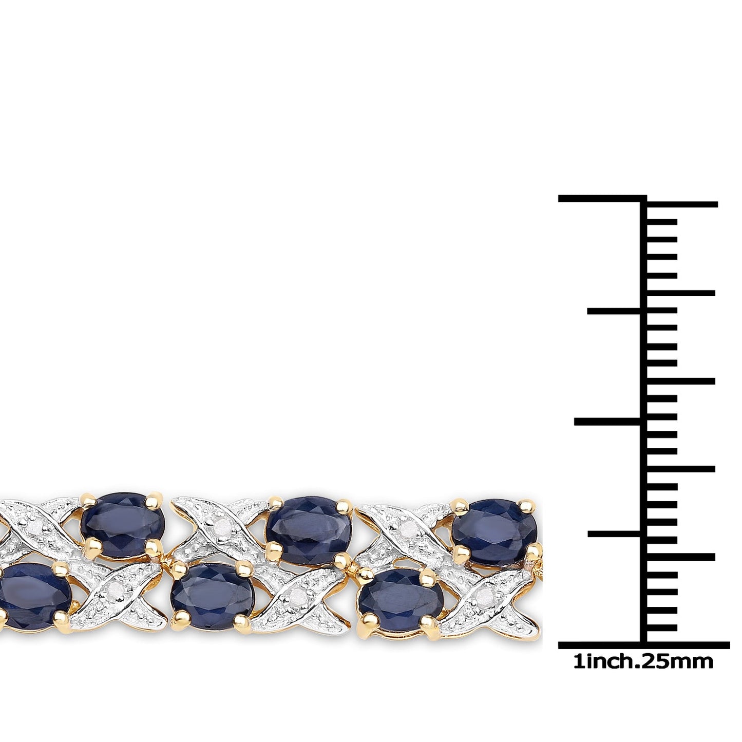 Bracelet en or jaune 14 carats plaqué, saphirs bleus et diamants
