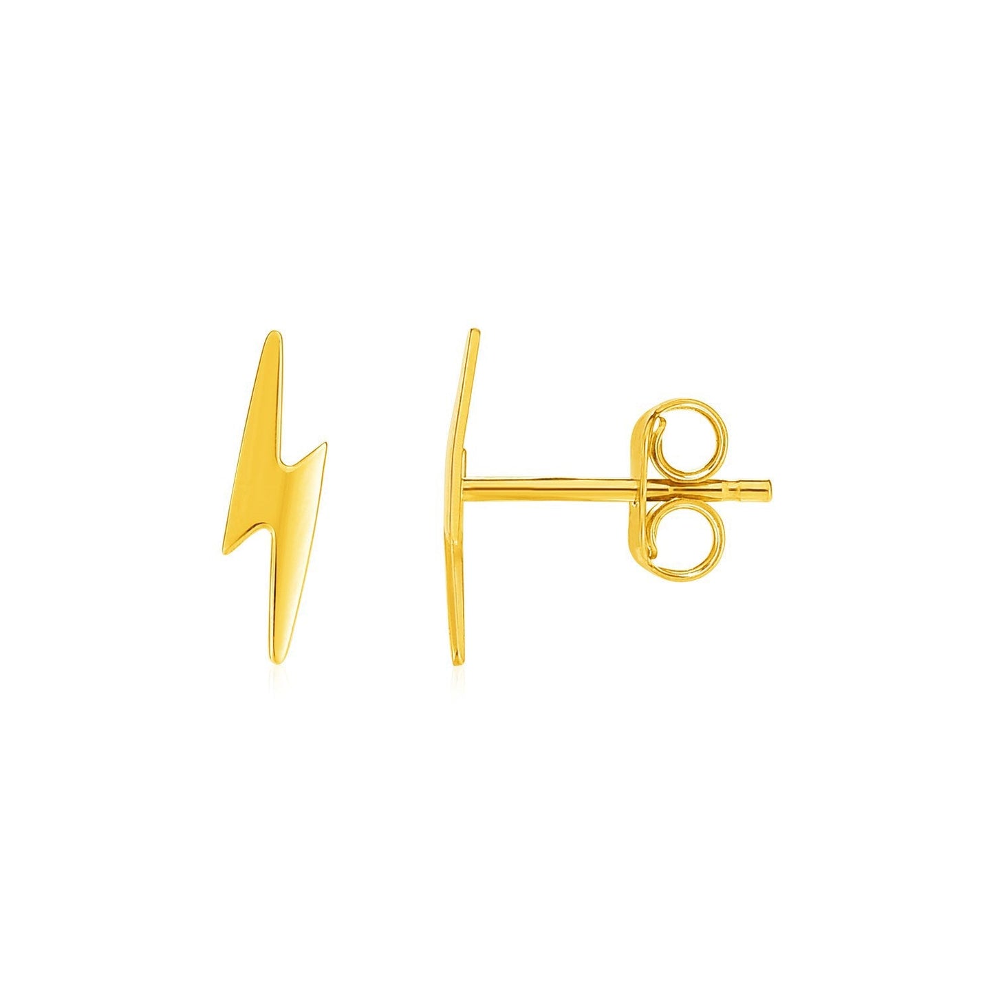 14k Yellow Gold Lightning Bolt Post Earrings