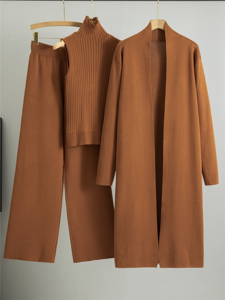 Ensemble Tricoté Élégant 3 Pièces pour Femmes