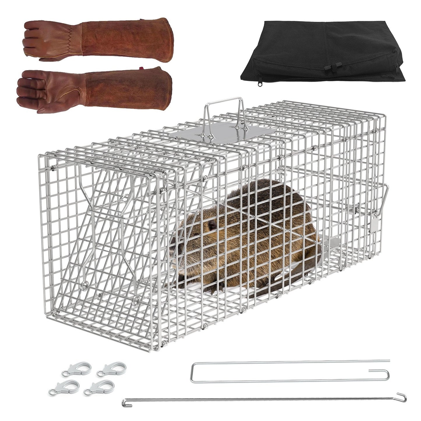 Humane Live Cat Trap Cage with Waterproof Cover