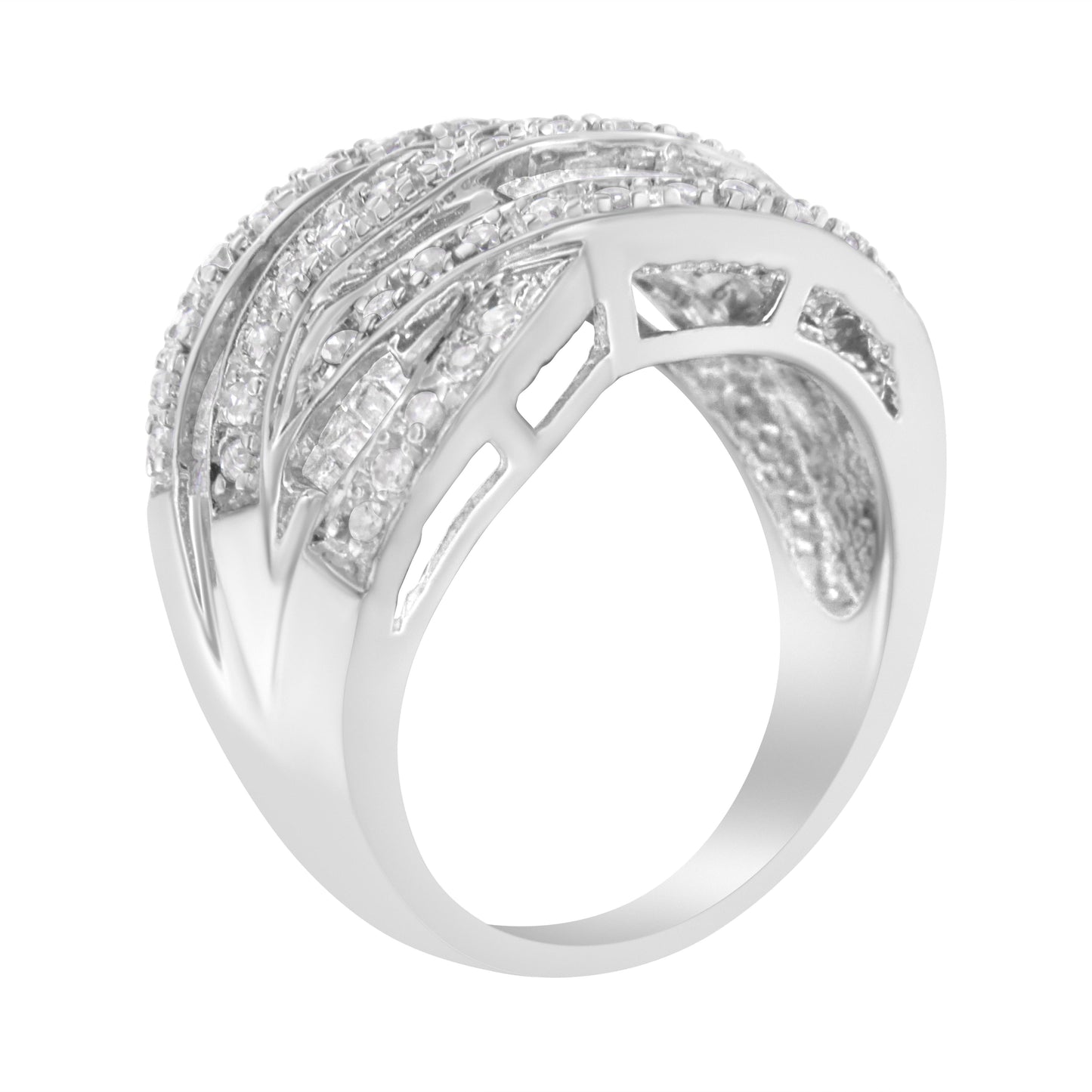 Anillo de Bypass de Diamantes en Plata Esterlina .925 - Talla 7
