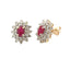 Natural Ruby and Diamond Earrings in 14KT Yellow Gold