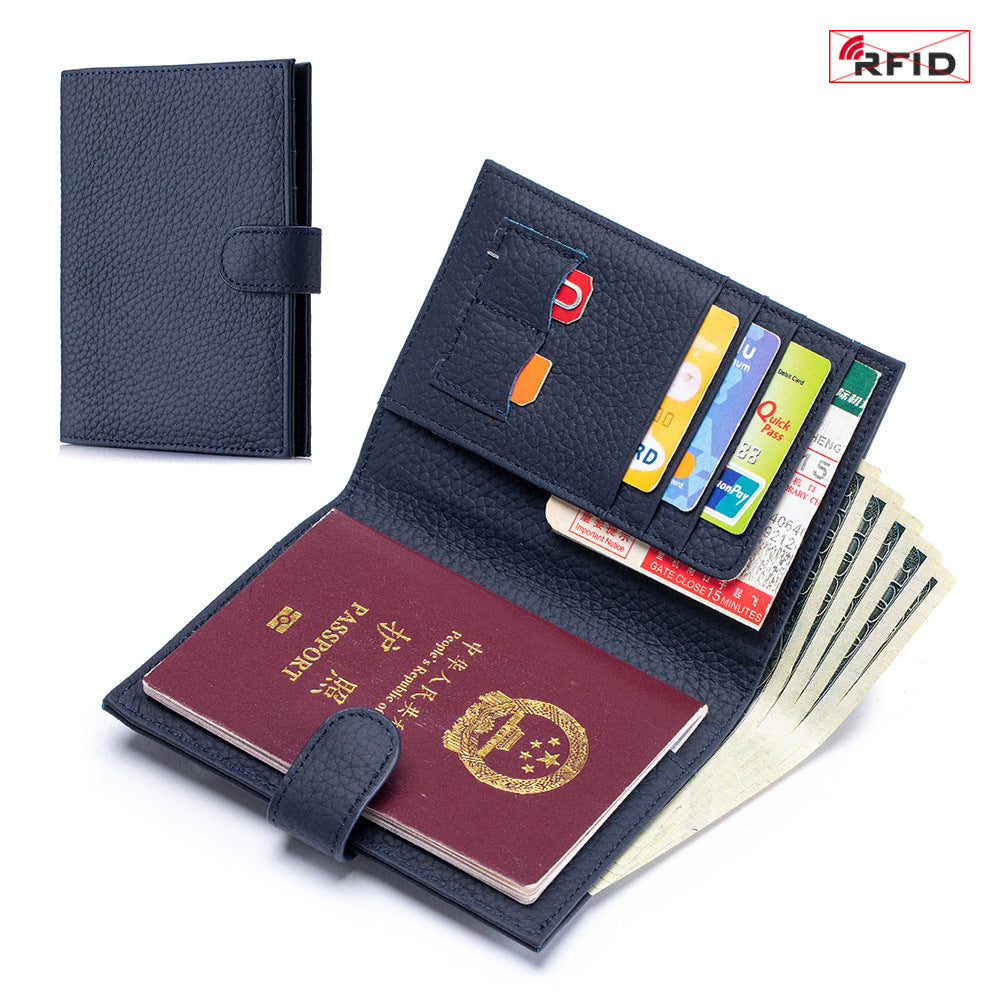 Bolso de Pasaporte Ultra Delgado de Cuero con Protección RFID