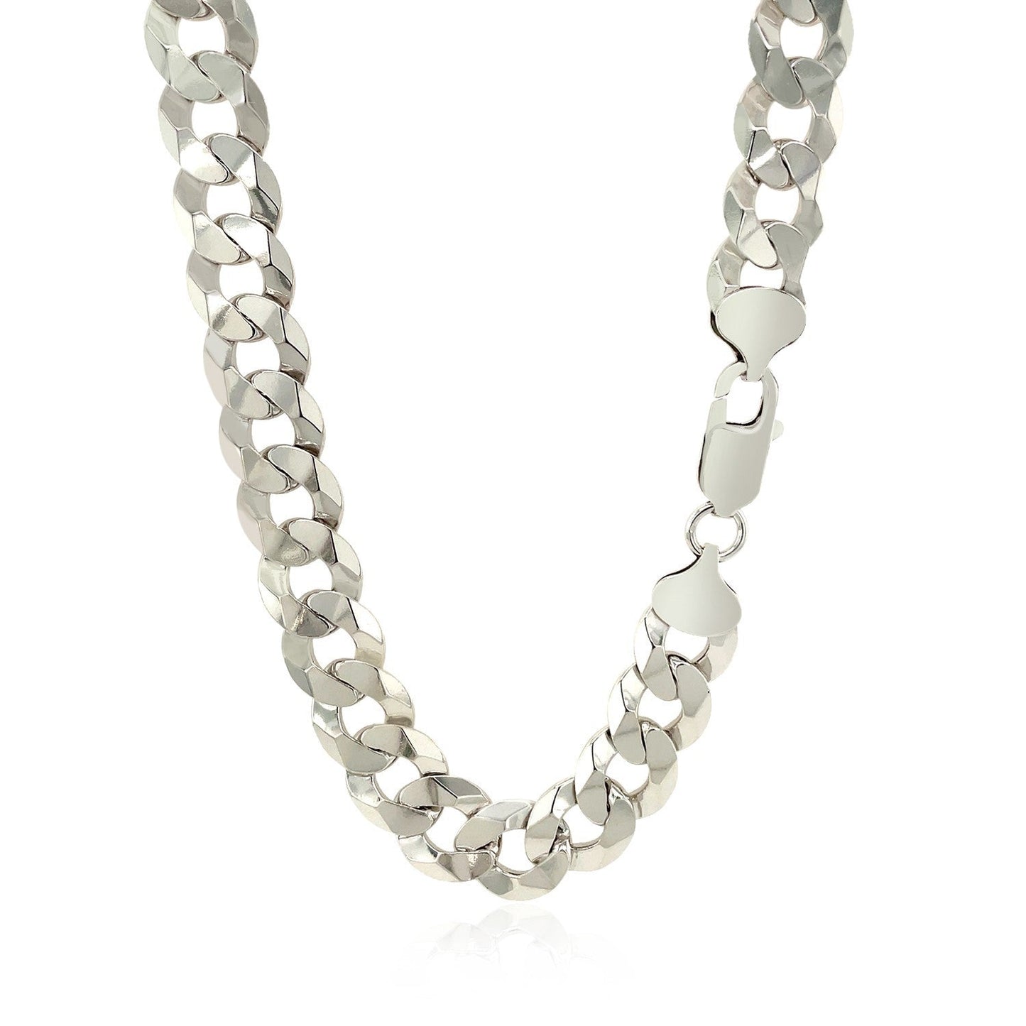 Rhodium Plated Sterling Silver Curb Chain Necklace