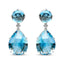 Pendientes Colgantes de Diamante y Topacio Azul en Oro Blanco de 18K