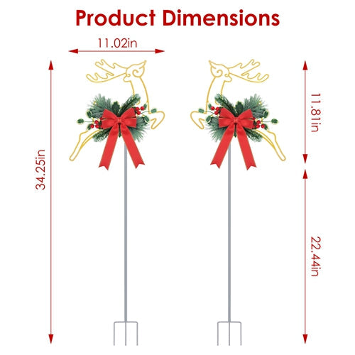 2-Pack LED Christmas Reindeer Pathway Stake Lights