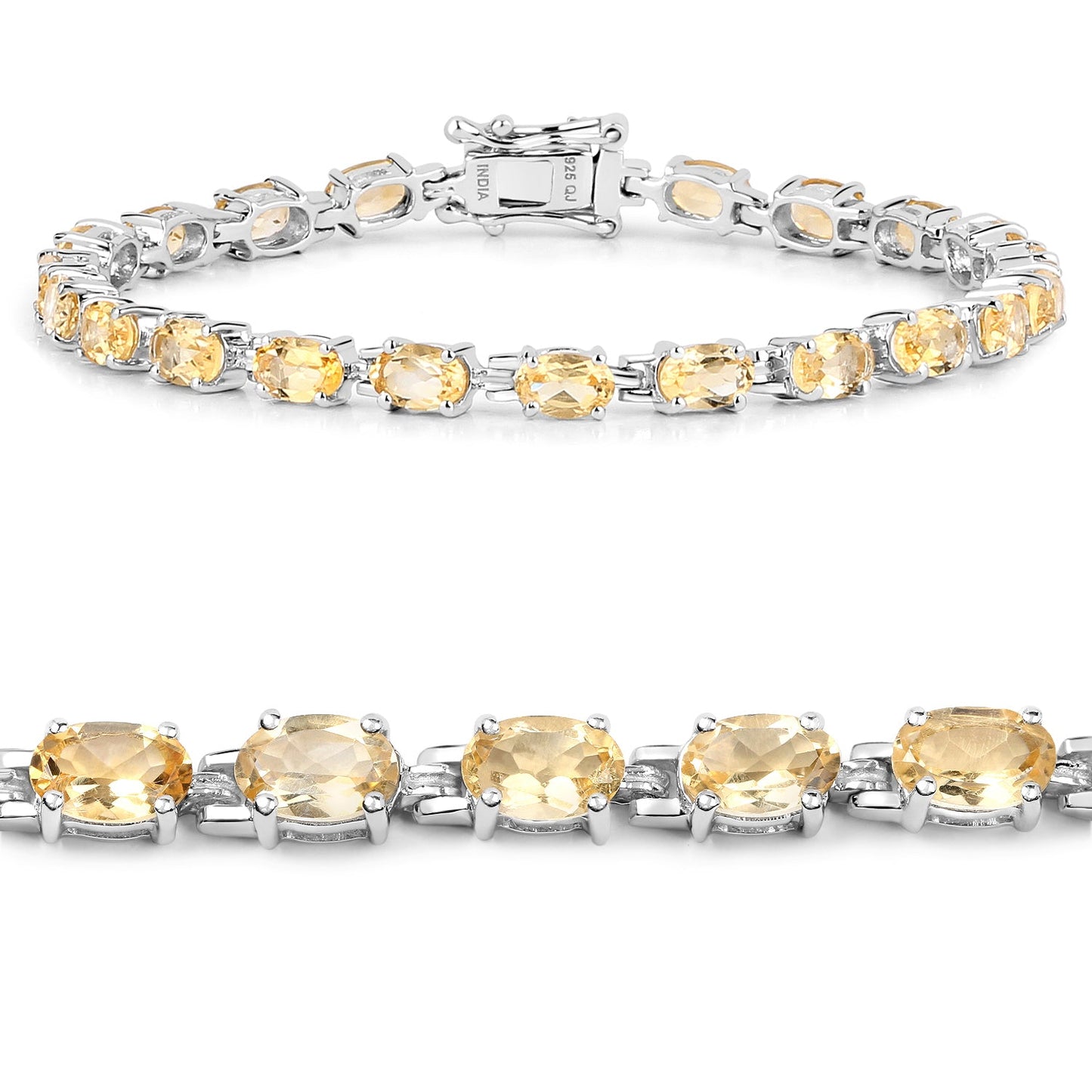 Pulsera de Plata de Ley con Citrino Genuino de 9.03 Quilates