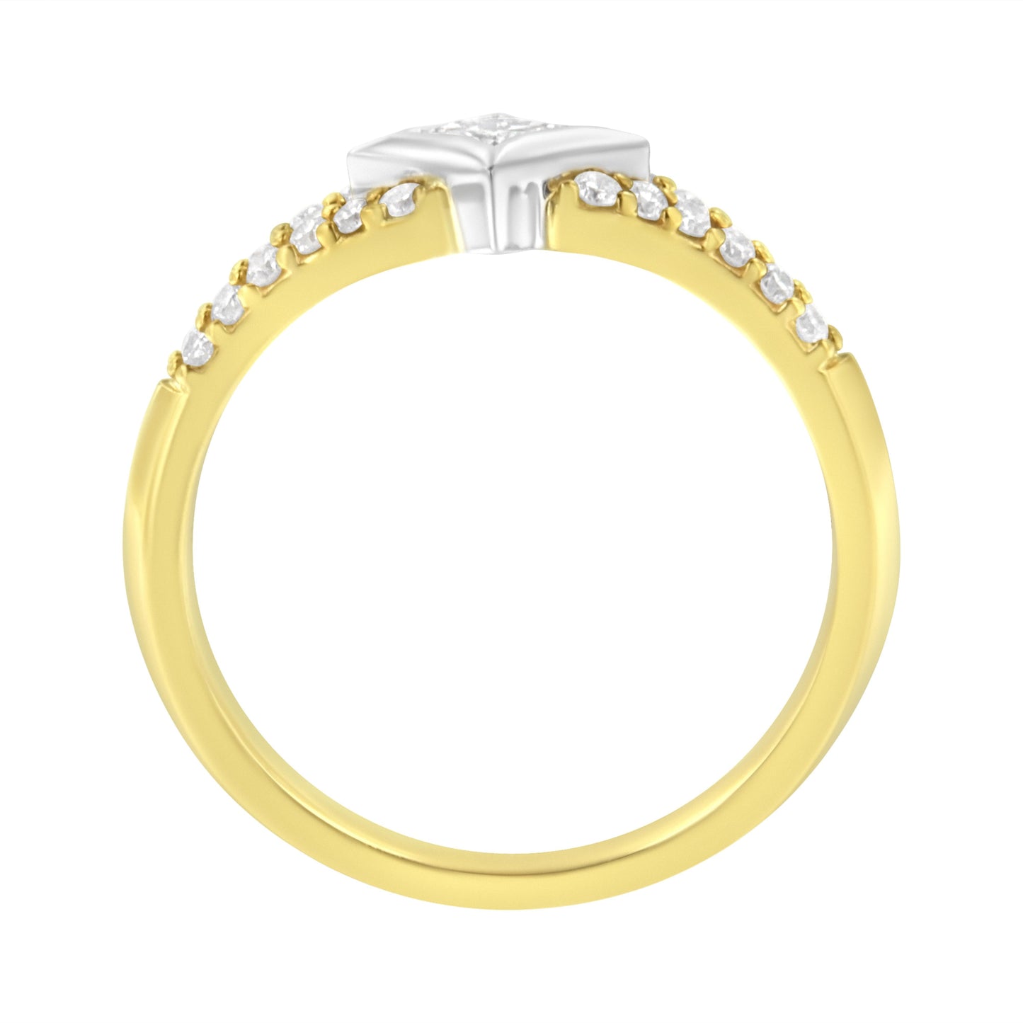 Anillo de Compromiso de Diamante en Forma de Cometa y con Banda Dividida de 10K en Dos Tonos