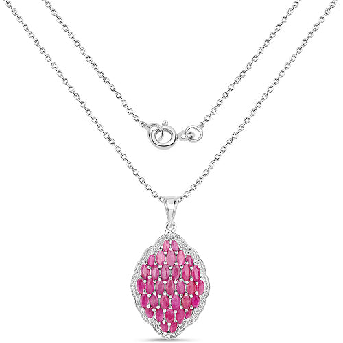 Colgante de Rubí Genuino de 4.46 Quilates en Plata Esterlina .925