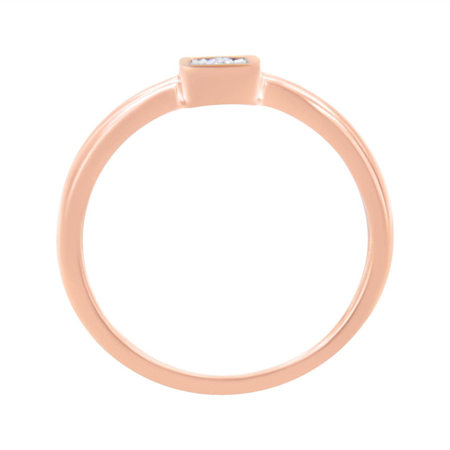 14K Rose Gold Plated Sterling Silver Miracle Set Diamond Promise Ring - Size 6