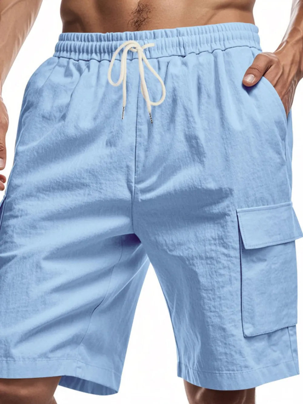 Men's Plus Size Cargo Shorts with Drawstring Waist