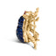 Broche en or jaune 18K en forme de bourdon avec diamants et saphirs