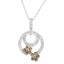 Collar de Pendiente Floral de Diamante Cortado Redondo de Plata Esterlina .925