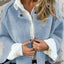 Solid-Color Loose-Fitting Short Wool Coat for Women