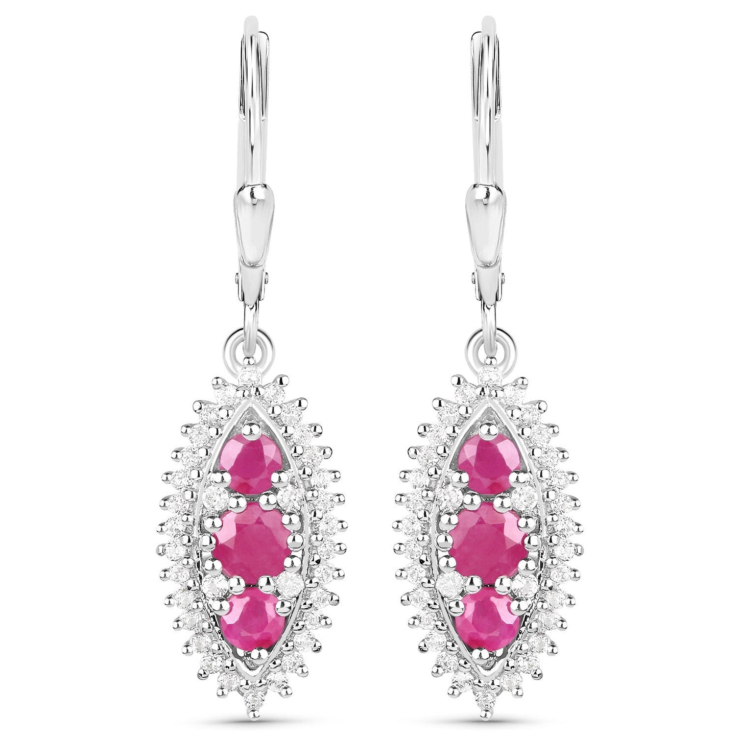 Conjunto de Joyería de Rubí y Topacio Blanco de 4.32 Quilates en Plata Esterlina