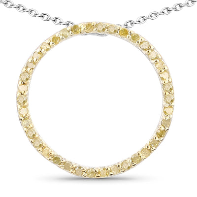 0.30 Carat Genuine Yellow Diamond Pendant in Sterling Silver