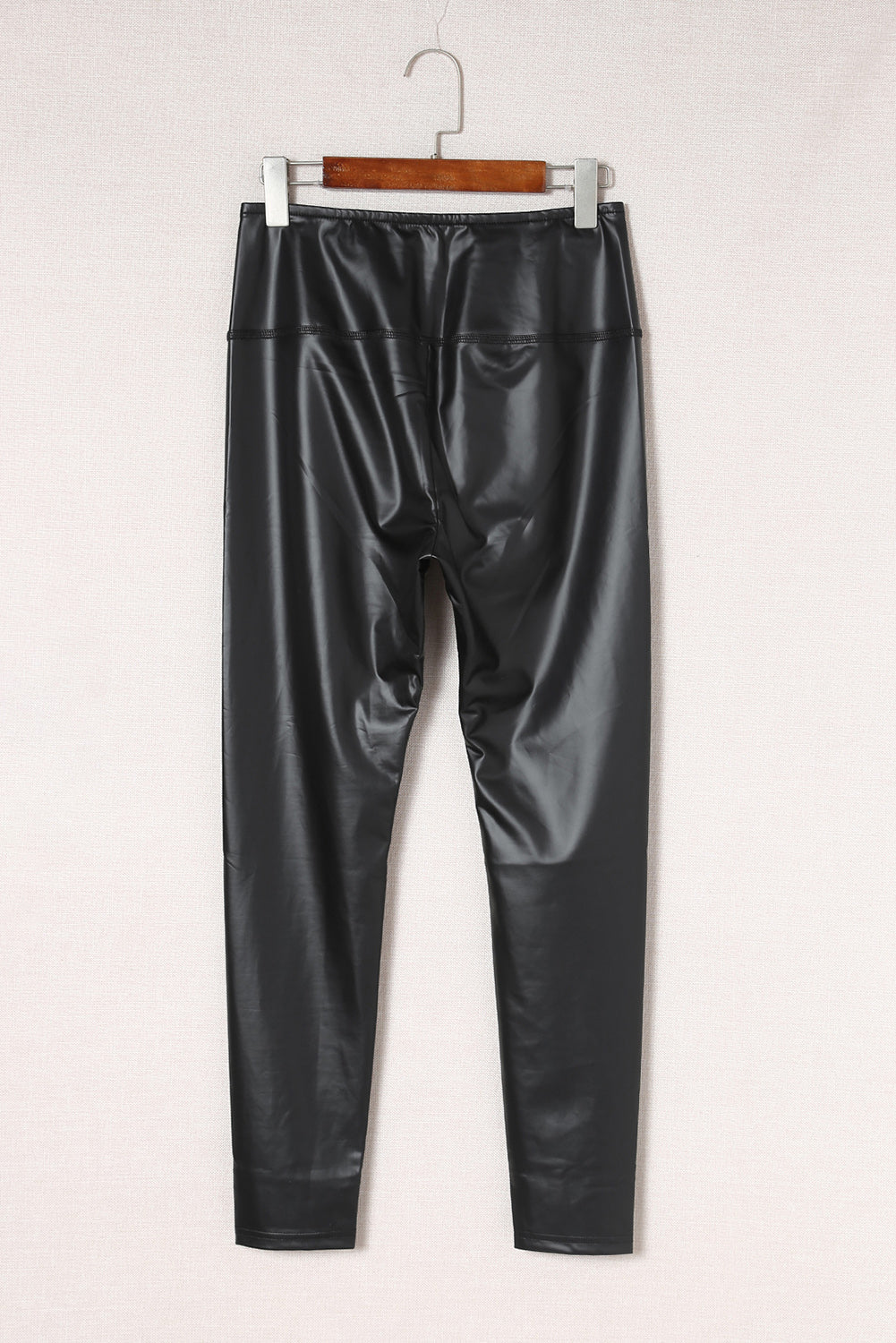 Black Faux Leather High Waist Leggings - Korvel