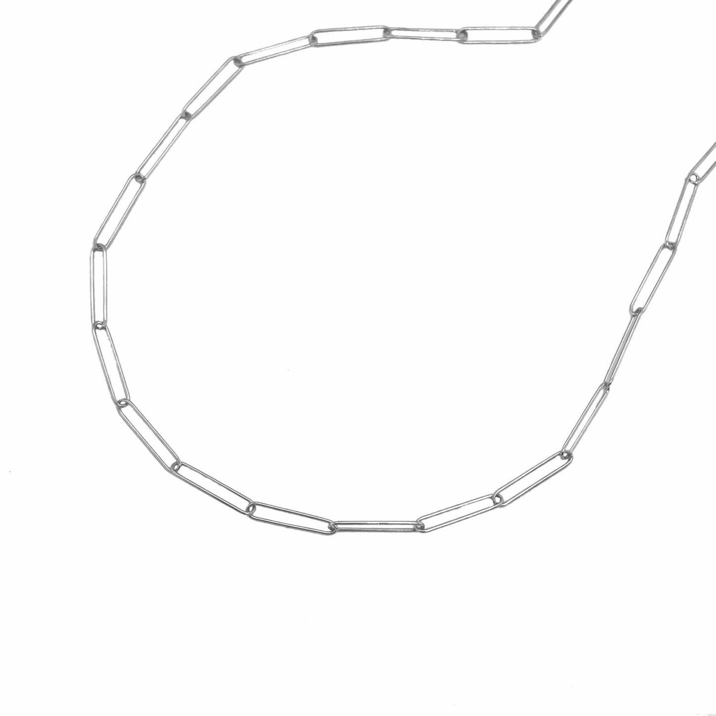 Chaîne en Papier Clip en Or Blanc 14k - Design Élégant