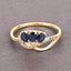 Bague de fiançailles en saphir bleu et diamant de 0,65 carat en or jaune 14K
