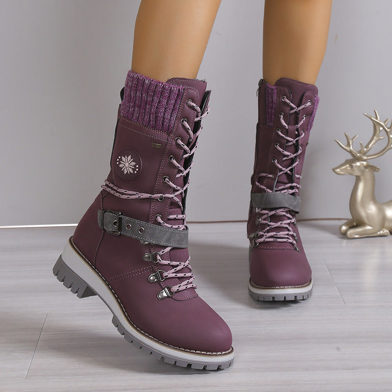 Fur Integrated Women's Knee-high Snow Boots