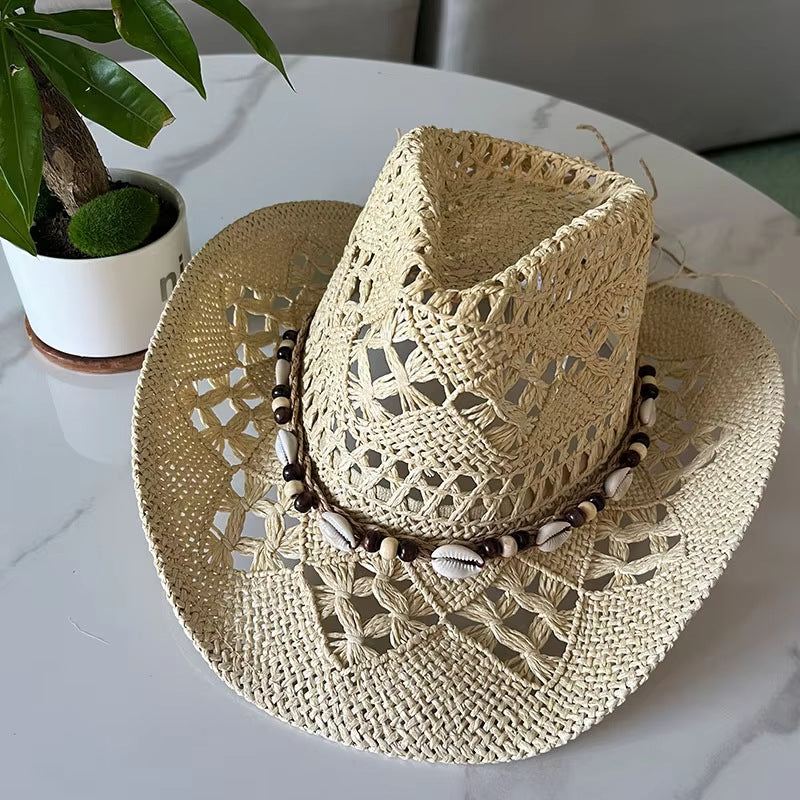Bohemian Shell Straw Summer Beach Sun Hat