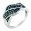 .925 Sterling Silver Treated Blue Diamond Cocktail Ring - Size 6-3/4
