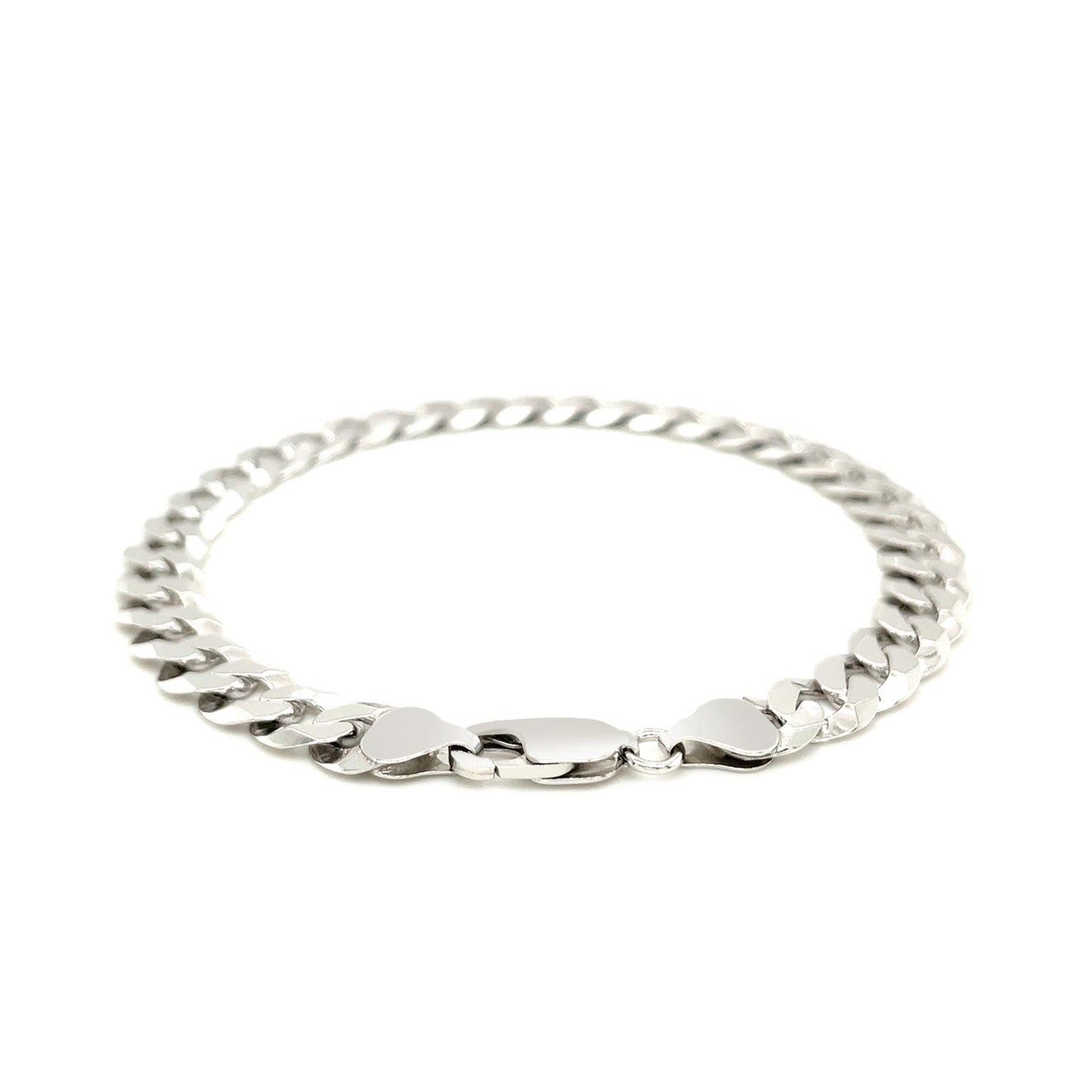 Rhodium Plated Sterling Silver Curb Style Bracelet