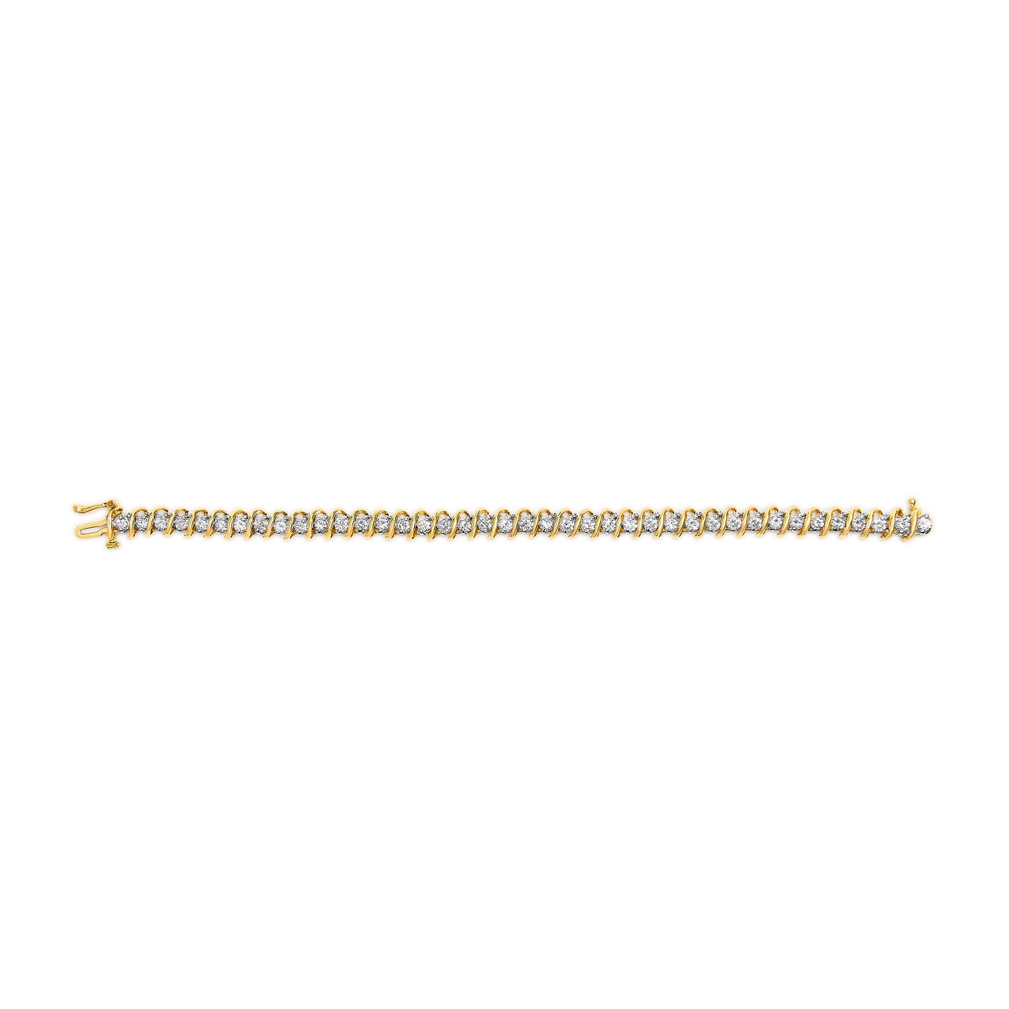Pulsera de tenis S-Link con diamantes de corte redondo de 4.0 Cttw en oro amarillo de 18K
