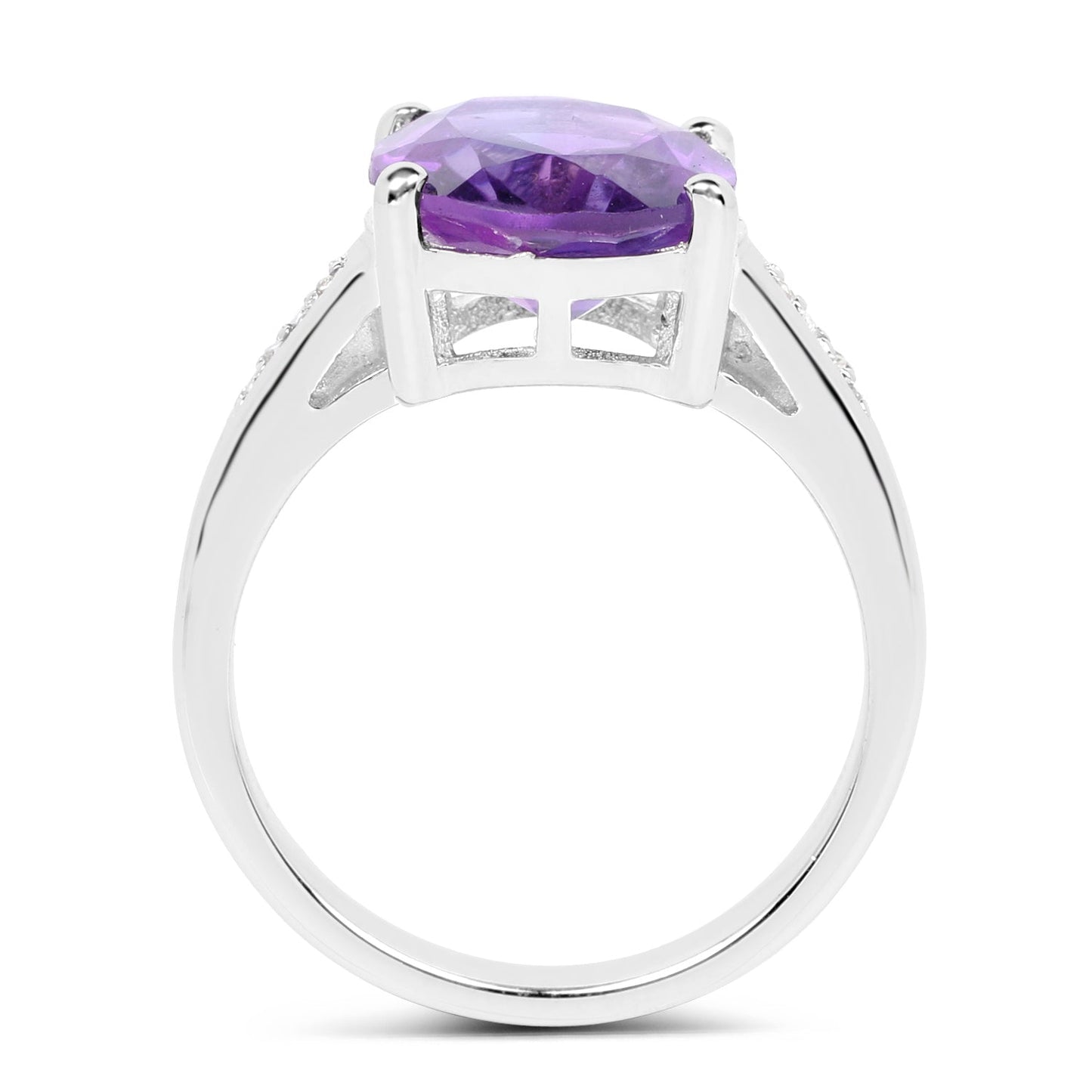 3.84 Carat Amethyst & White Topaz Sterling Silver Ring