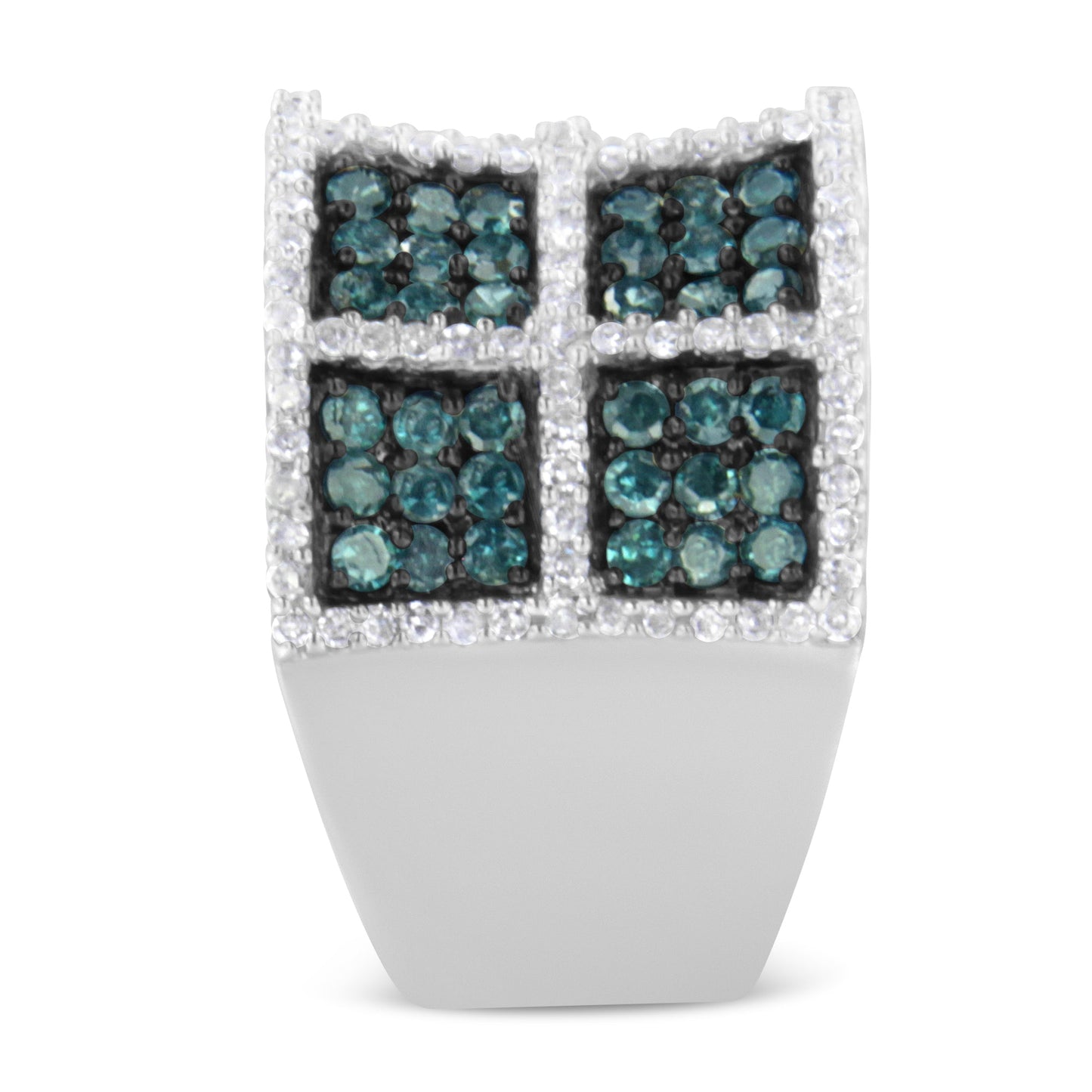 Bague cocktail en or blanc 14K avec diamants bleus - Taille 6