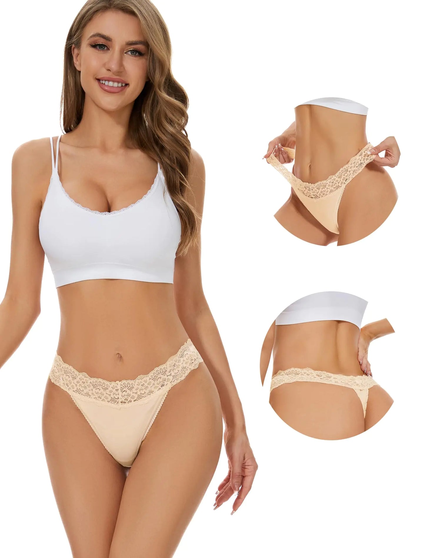 Culottes en Dentelle Sans Couture Voenxe - Paquet de 5 Sous-vêtements Confortables