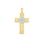 Colgante de Cruz Cortada de Diamante de Oro de Dos Tonos de 14k
