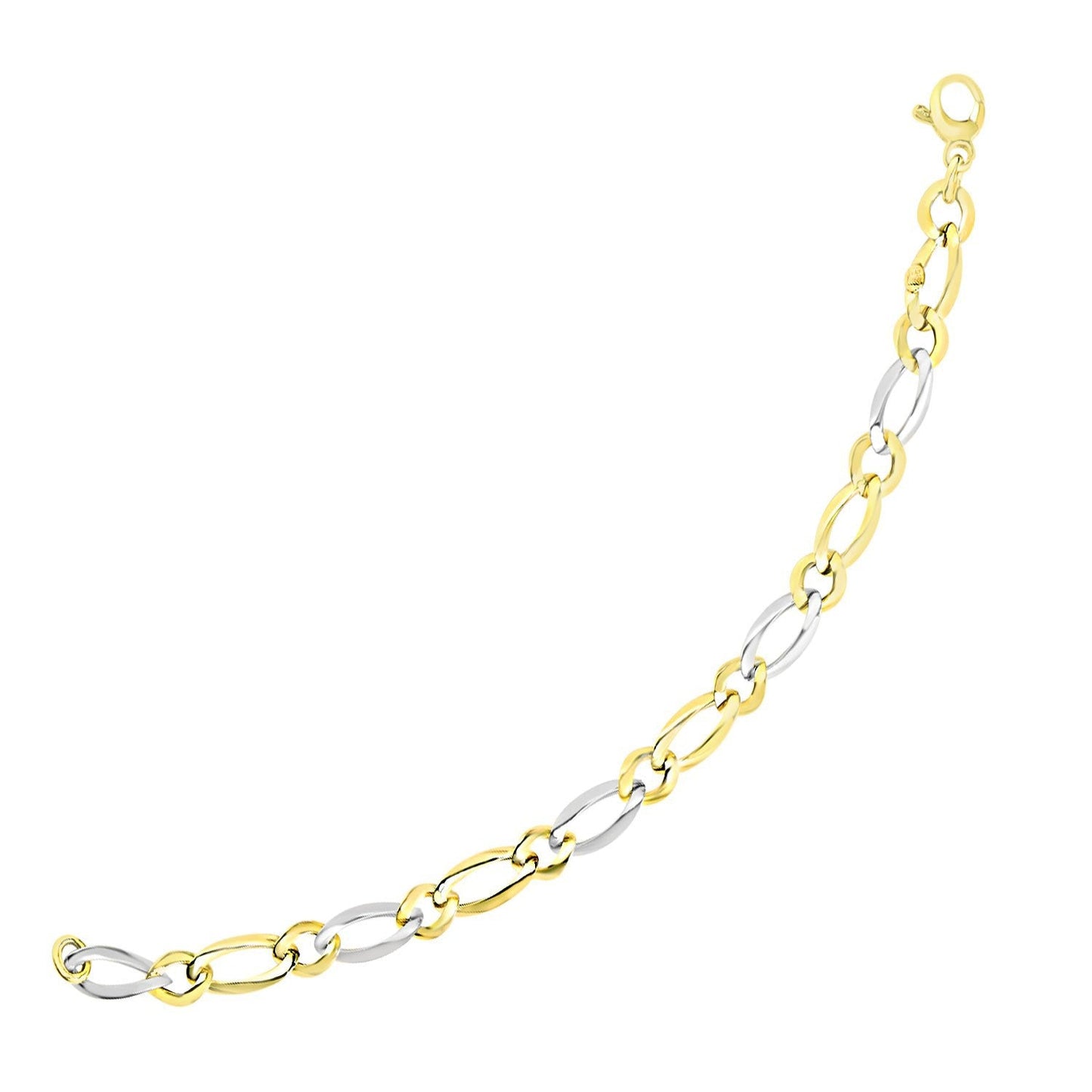 Bracelet en chaîne Figaro en or bicolore 14k