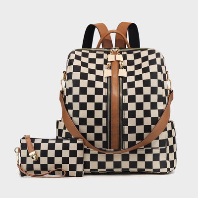 High-Capacity Checkered Backpack for Women