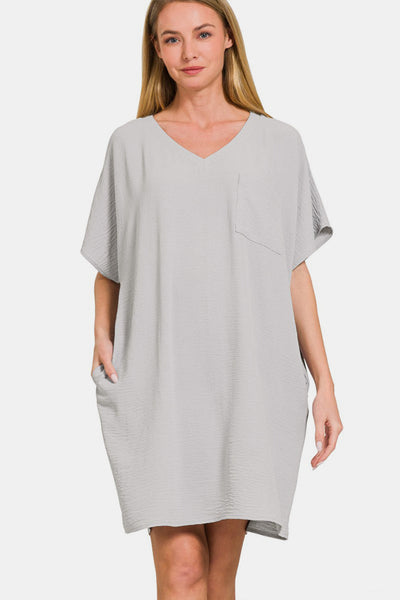 Chic V-Neck Pocket Dress for Women – Effortlessly Stylish and Comfortable - Korvel