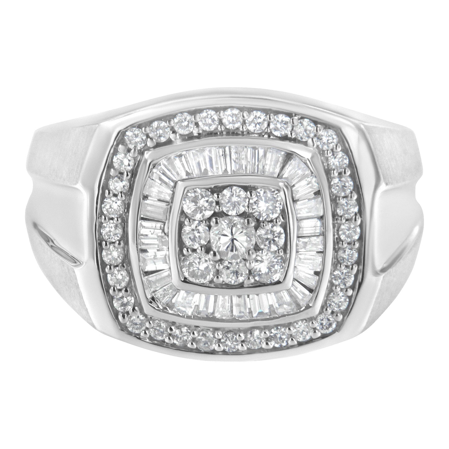 14K White Gold Men's Diamond Band Ring with 1 cttw Diamonds