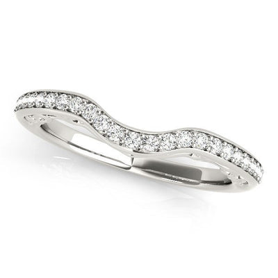 Anillo de Compromiso de Diamante Curvado de Oro Blanco de 14k