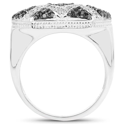 Bague de fiançailles en argent sterling avec diamants bleus et blancs de 0,61 carat