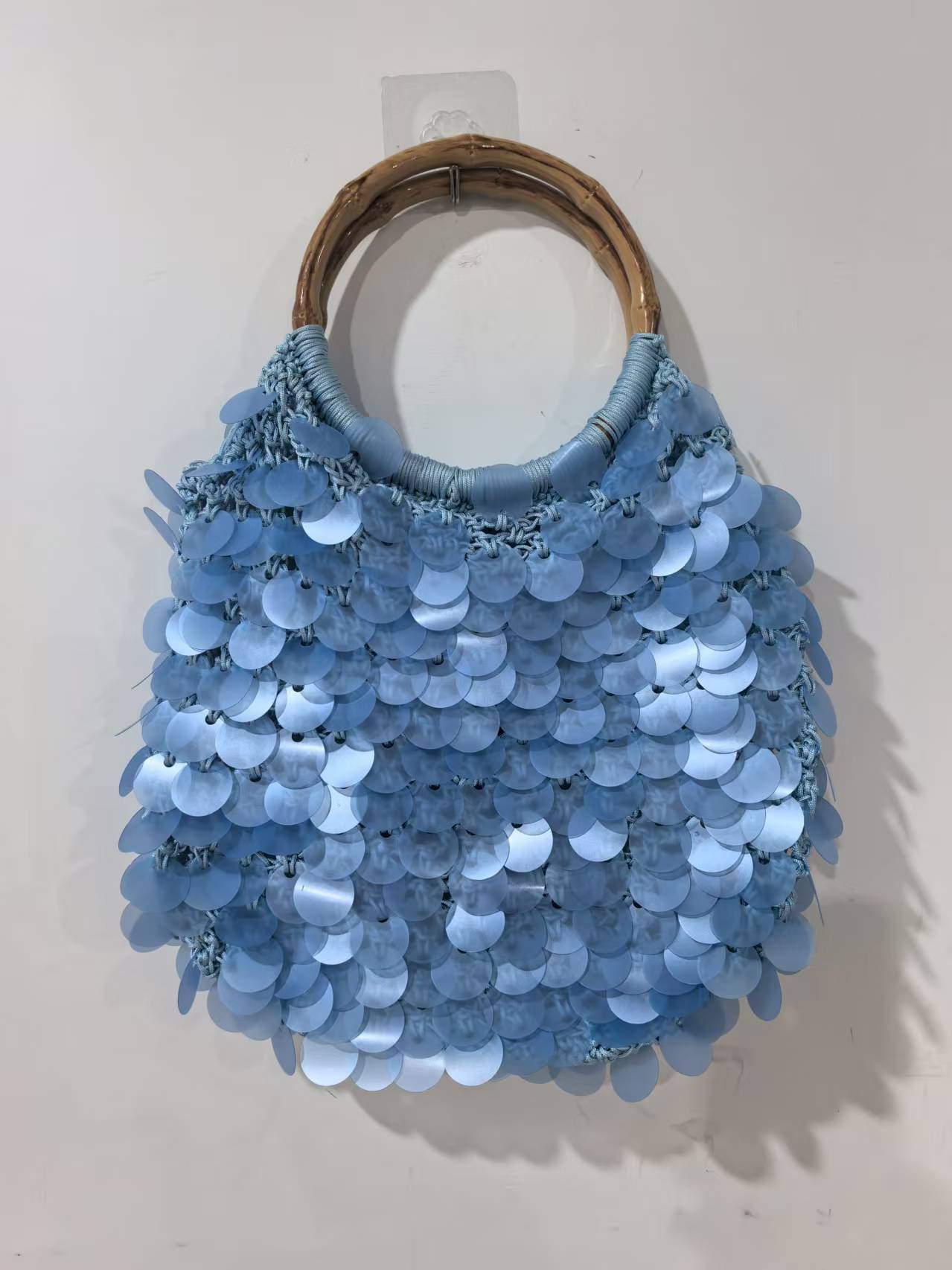 High-End Handmade Natural Sequin Shoulder Bag for Women