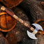 Artisan Crafted Battle Axe: Engraved Dual D2 Steel Blades with Ash Wood Handle and Leather Sheath - Korvel