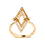 Bague de fiançailles en or jaune 14K avec diamants en double triangle - Taille 7
