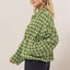 Elegante Chaqueta de Botones de Cuadros de Tweed Verde