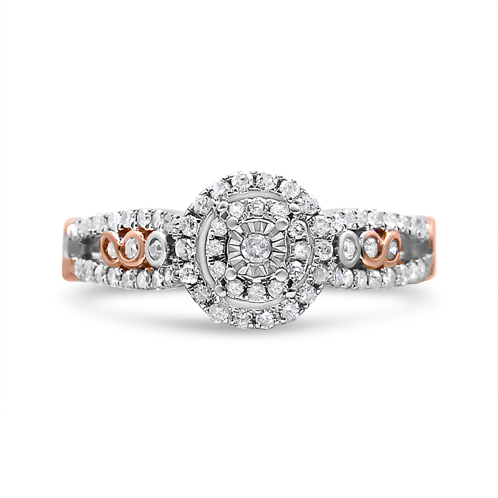 Bague de fiançailles en argent sterling plaqué or rose 14K - Taille 7