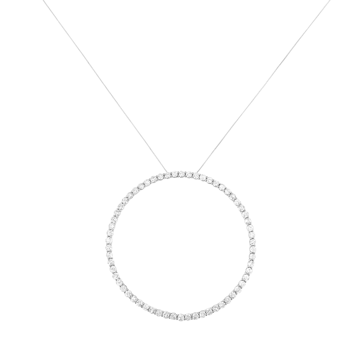 Collier Pendentif Ouvert en Cercle en Argent Sterling .925 avec Diamants de 5.0 Cttw