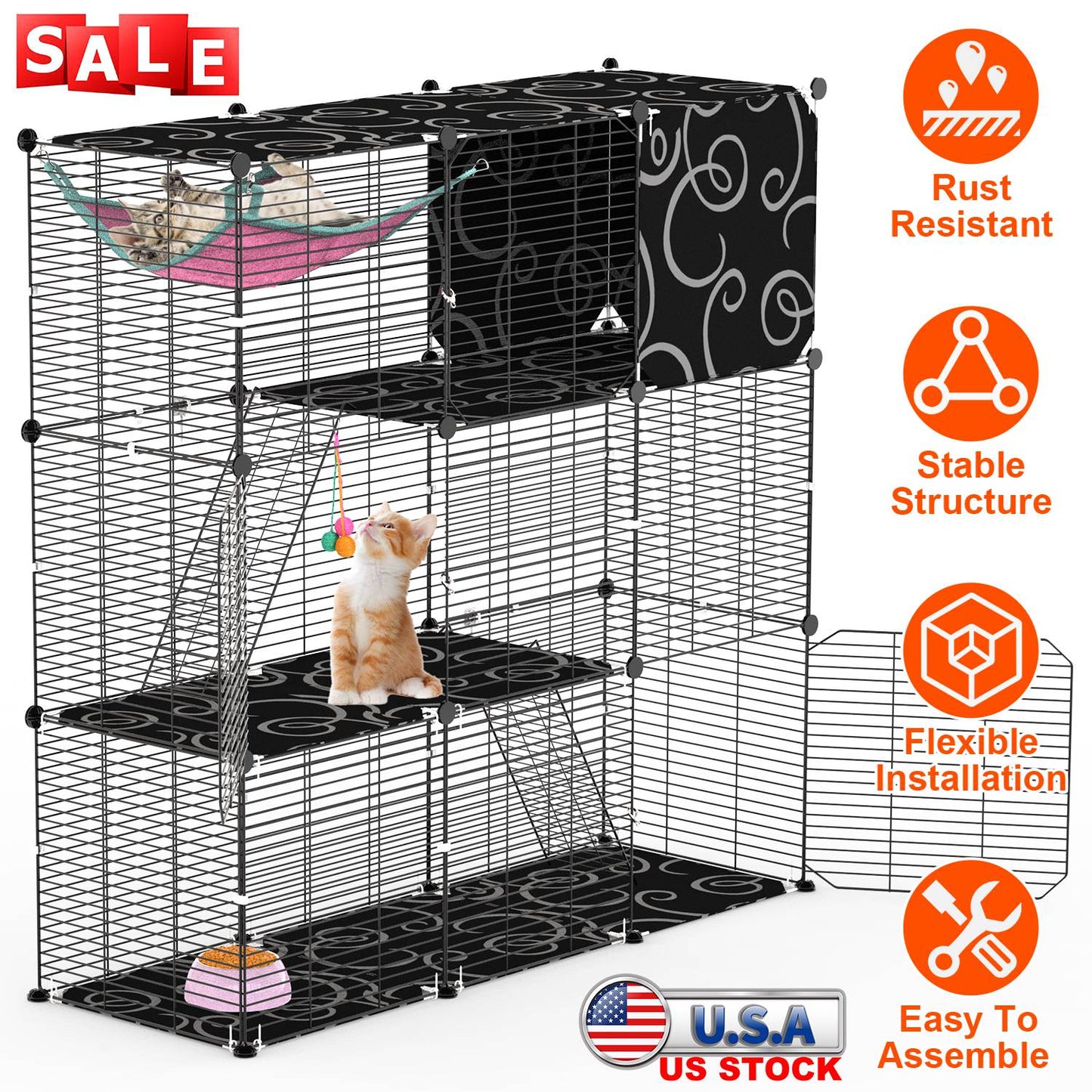 GBruno 3-Tier Playpen with Hammock and Toy Ball