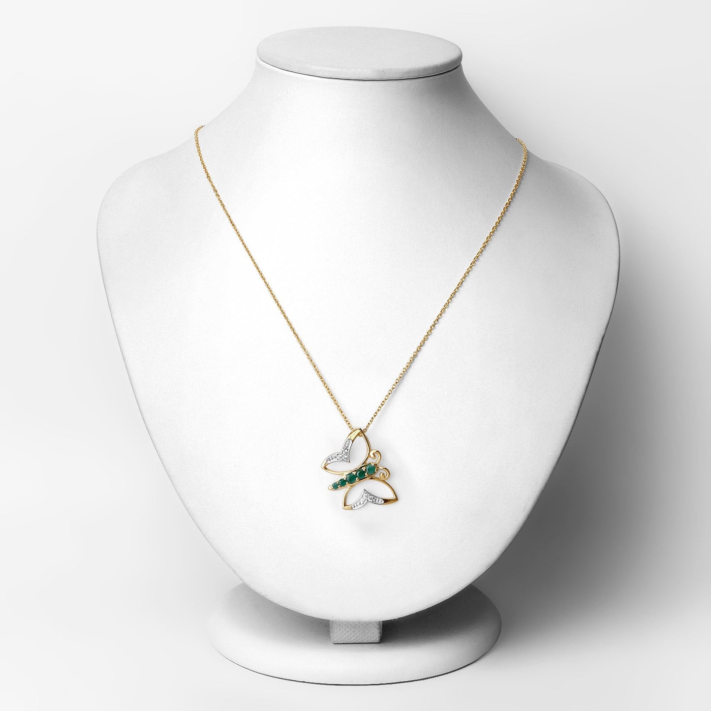 0.51 Carat Emerald and White Zircon Necklace in Sterling Silver