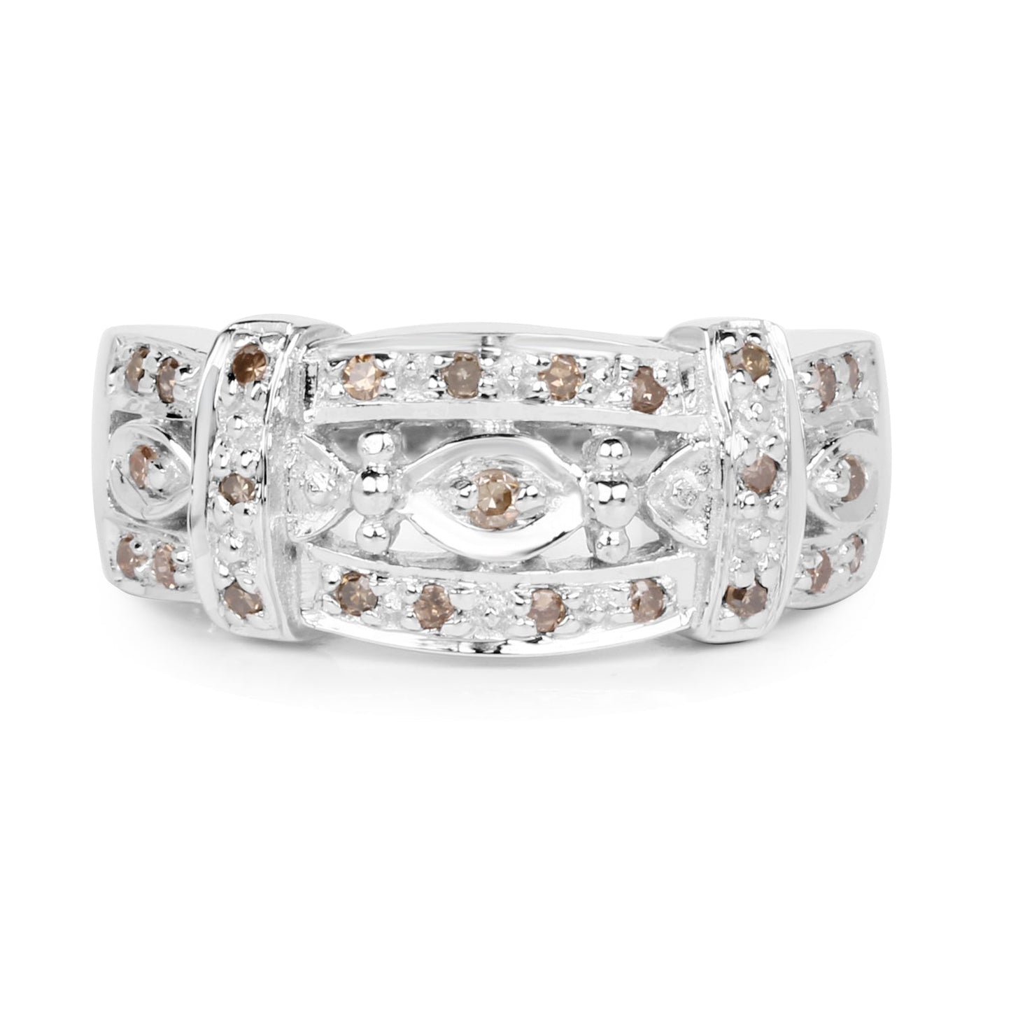 0.32 Carat Genuine Champagne Diamond Sterling Silver Ring