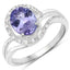 Bague en argent sterling avec tanzanite véritable de 1,82 carat et zircon blanc